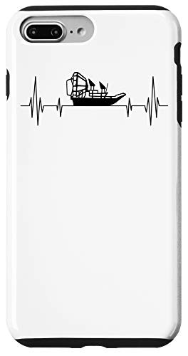 iPhone 7 Plus-8 Plus Funny Airboat Gift For Men Cool Swamp Boat Heartbeat Captain Case