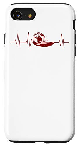 iPhone SE -2020- - 7 - 8 Funny Airboat Gift For Men Cool Swamp Boat Heartbeat Captain Case