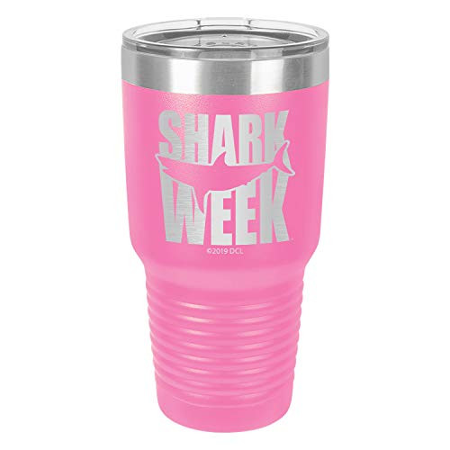 SHARK WEEK - SHARK WEEK SHARK SILHOUETTE Stainless Steel Insulated 30oz Tumbler With Lid- Pink