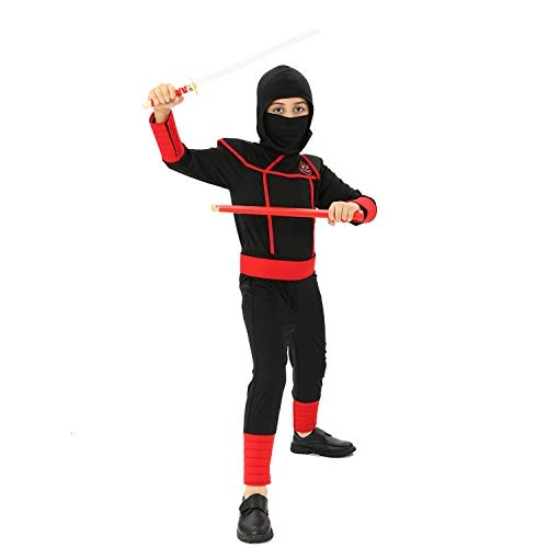 Wizland Ninja Costume Ninja Costume Boys Ninja Costume for Boys Ninja Costume for Kids 3-5yrs Black