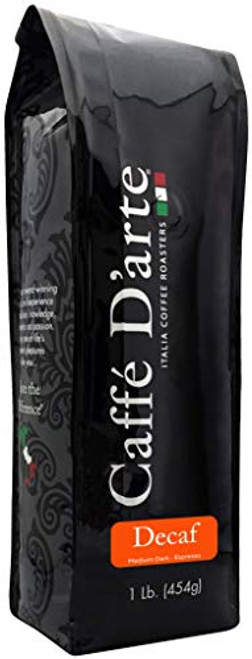 Caffe Darte Espresso Decaf Whole Bean Coffee  16-Ounce Foil Bags -Pack of 2-