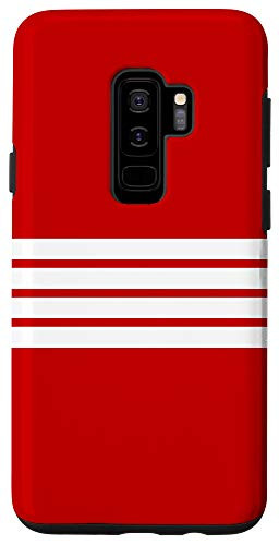 Galaxy S9- White Stripes on Red Classic 80s Retro Style Case
