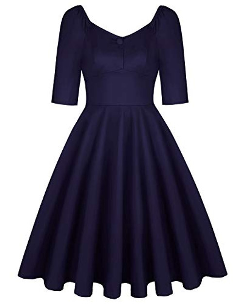 MINTLIMIT Womens Vintage 1950s Spring Garden Rockabilly Swing Prom Party Cocktail Dress -Navy Blue Size 2XL- MINTLIMIT Womens Vintage 1950s Spring Garden Rockabilly Swing Prom Party Cocktail Dress -Navy Blue Size 2XL-