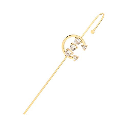 Ear Wrap Earrings - Elegant Crystal Craved Gold-tone Crawler Hook Earrings Classic Rhinestone Piercing Ear Cuff for Women Girls Wedding Delicate Wire