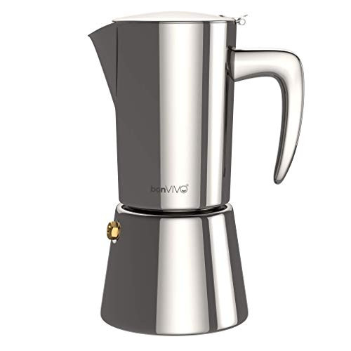 bonVIVO Intenca Stovetop Espresso Maker - Luxurious Italian Coffee Machine Maker  Stainless Steel Espresso Maker For Full Bodied Coffee  Espresso Pot
