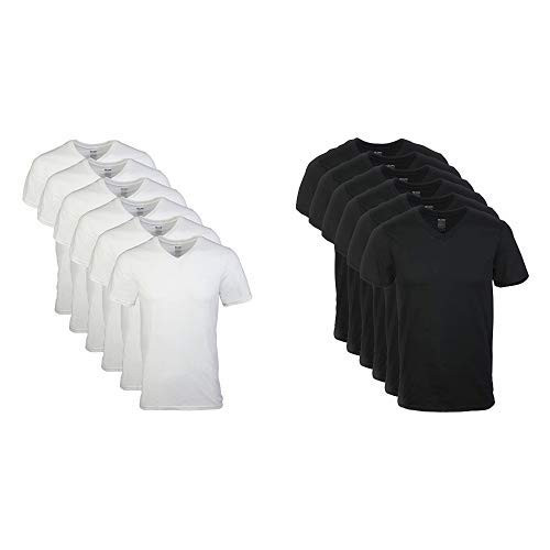 Gildan Mens V-Neck T-Shirts 6 Pack  White  Large Mens V-Neck T-Shirts Multipacks  Black 6 Pack  Large