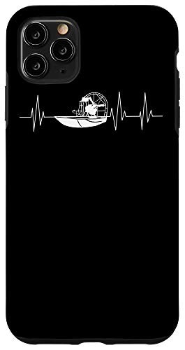iPhone 11 Pro Max Funny Airboat Gift For Men Cool Swamp Boat Heartbeat Captain Case