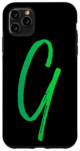 iPhone 11 Pro Max Green Letter G Phone Case Green Gradient Ombre Initial G Case