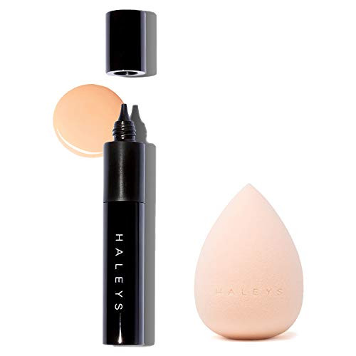 HALEYS Tinted Moisturizer and Complexion Sponge -LIGHT-MEDIUM-  Glass Skin Bundle REINVENT and REMIX Set  BB Drops Foundation for Sheer Coverage and B