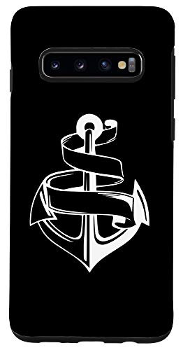 Galaxy S10 Boat Anchor Chain Decor Black White Sea Coast Beach Ship Case