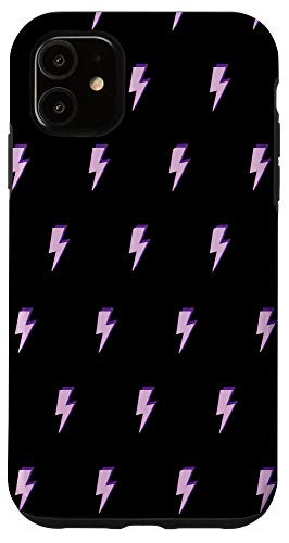 iPhone 11 Pastel Light Purple Lightning Bolt Pattern Black Case