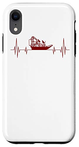 iPhone XR Funny Airboat Gift For Men Cool Swamp Boat Heartbeat Captain Case