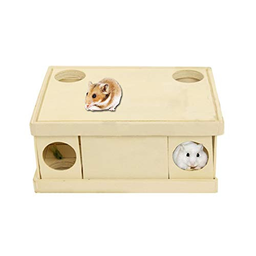 Tfwadmx Hamster Maze House Small Animal Wooden Hideout Hut Platform Tunnels Tube Climbing Ramp Cage Chew Toy for Dwarf Hamster Guinea Pig Mouse Rat Ge