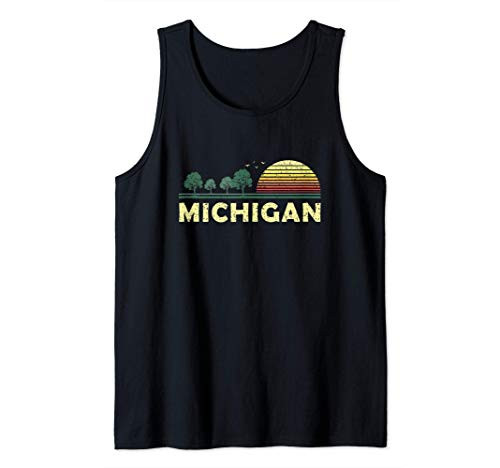 Vintage Michigan Sunset Woods Outdoors Souvenir Tank Top