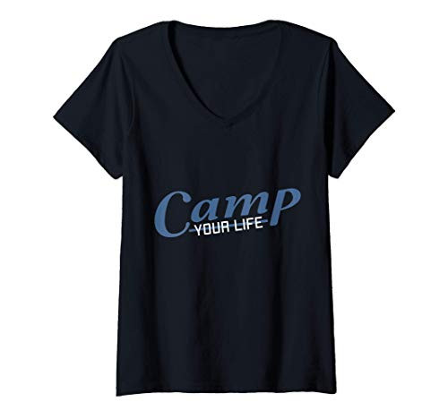 Womens Camp Your Life Motorhome Camping Camper Van Caravan Nature V-Neck T-Shirt