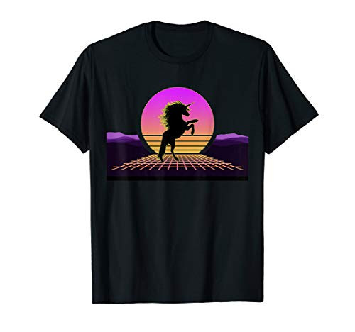 Retro Unicorn 80s Outrun Digital Vaporwave Synthwave Sunset T-Shirt