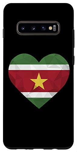 Galaxy S10- I Love Suriname Flag Heart Low Poly Surinamese Travel Case