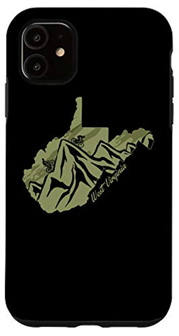 iPhone 11 West Virginia Mountain Bike Riding WV Biking State Map MTB Case iPhone 11 West Virginia Mountain Bike Riding WV Biking State Map MTB Case