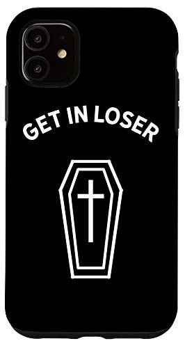 iPhone 11 Creepy Pastel Goth Aesthetic Black Coffin Get In Loser Emo Case