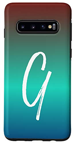 Galaxy S10 Letter G Blue to Red Gradient Phone Case Cute Teal Initial G Case