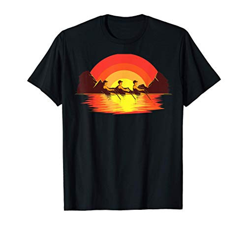 Cool Rowing Sunset Funny Coxswain Propelling Boat Rower Gift T-Shirt