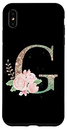 iPhone XS Max Modern Monogram Initial Letter G Peony Floral Pattern Design Case
