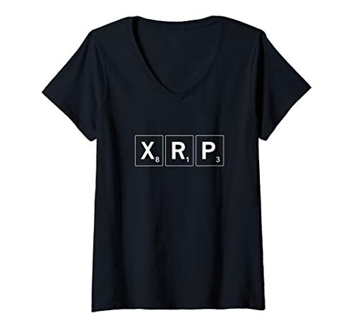Womens XRP Ripple Digital Asset Cryptocurrency Gift for XRP Fan V-Neck T-Shirt
