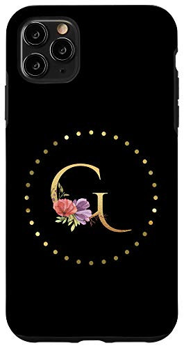 iPhone 11 Pro Max Modern Monogram Initial Letter G Floral Flower Pattern Case
