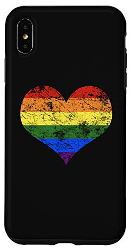 iPhone XS Max Pride Rainbow LGBT Heart Flag Pride Month Gay Vintage Case