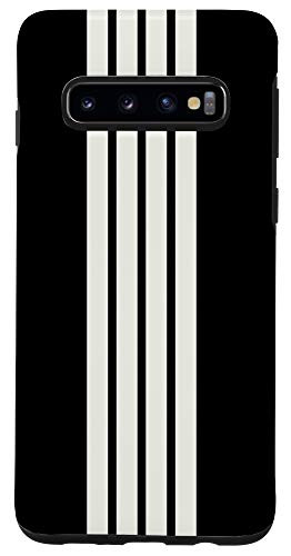 Galaxy S10 Classic Minimal Black and White Vertical Retro Style Stripes Case