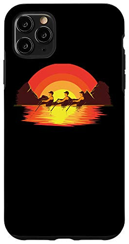 iPhone 11 Pro Max Cool Rowing Sunset Funny Coxswain Propelling Boat Rower Gift Case