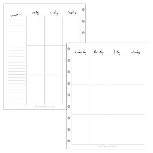 BetterNote Vertical Undated Calendar Inserts for Happy Planner  Fits 9-Disc Notebooks  Sunday Start  Whimsy -Notebook Not Included-