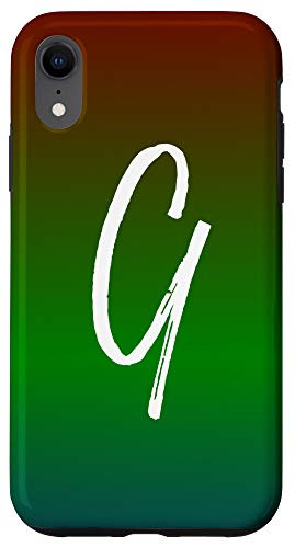 iPhone XR Initial G Blue Green Red Gradient Phone Case Green Letter G Case