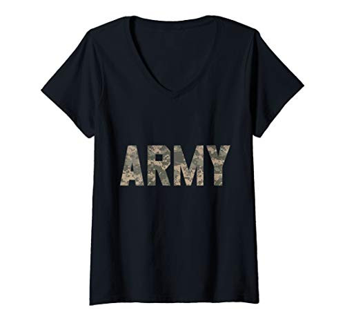 Womens ARMY Digital Camo V-Neck T-Shirt