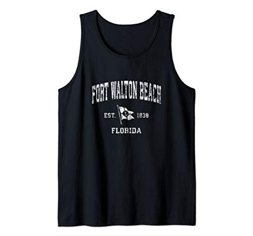 Ft- Walton Beach FL Vintage Nautical Boat Anchor Flag Sports Tank Top