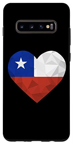 Galaxy S10- I Love Chile Flag Heart Low Poly Chilean Travel Vacation Case