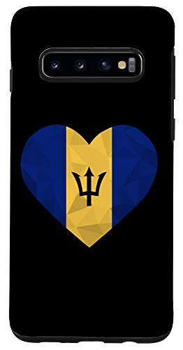 Galaxy S10 I Love Barbados Flag Heart Low Poly Barbadian Travel Case