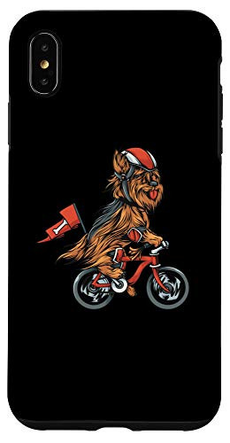 iPhone XS Max Funny Yorkies Cycling Bicycle Helmets on Yorkshire Terriers Case