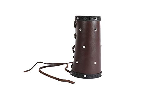 Mens Faux Leather Cuff Archery Arm Guards Wide Knight Bracers Medieval Unisex Armor Vikings Gauntlet Wristband Brown