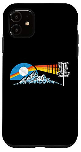 iPhone 11 Disc Golf Distressed Mountains and Sun 80s Style Vintage Case