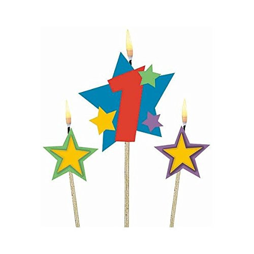 Amscan 175203#1 Decorative Pick Candles, 3 Pieces, Multicolor