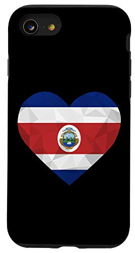 iPhone SE -2020- - 7 - 8 I Love Costa Rica Flag Heart Low Poly Costa Rican Travel Case