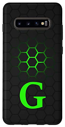 Galaxy S10- Lime Green and Black Phone Cases with Letter G Cool Green Case