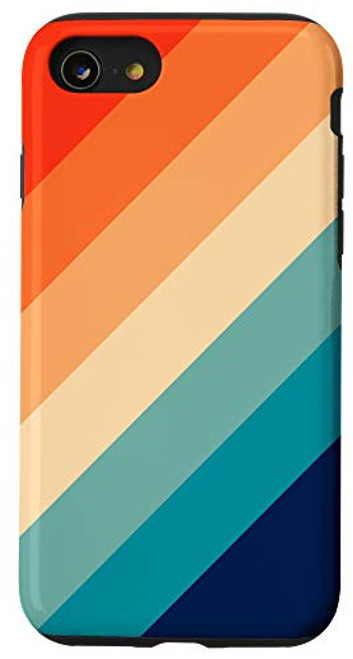 iPhone SE -2020- - 7 - 8 Colorful Abstract Rainbow Color 70s Style Retro Stripes Case