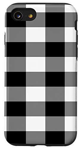 iPhone SE -2020- - 7 - 8 Black Plaid Flannel Check Buffalo Gingham Quilt Pattern Case