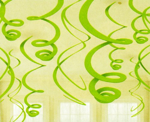 Amscan Party Friendly Plastic Swirl Decoration, 12 Pieces, Made from Plastic, Kiwi, 22" by