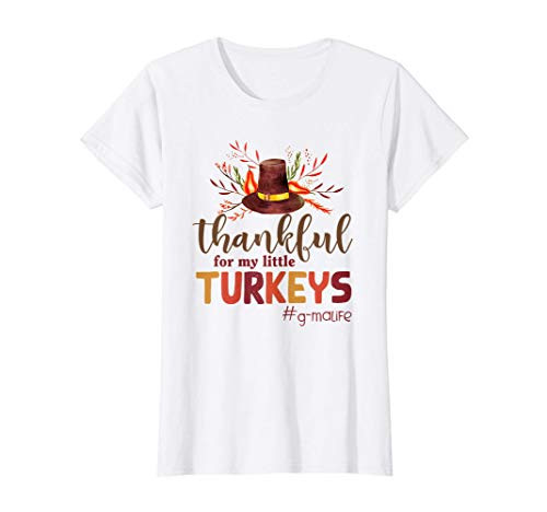Womens Thankful For My Little Turkeys - G-Ma Life Thanksgiving T-Shirt