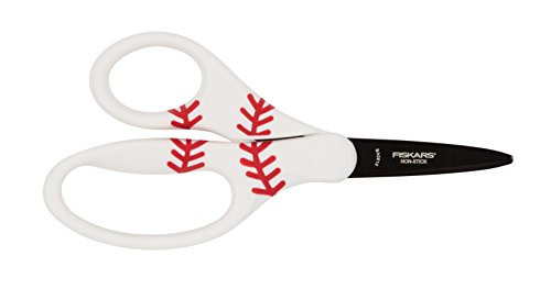 Fiskars 134302-1003 MVP Non-Stick Pointed-tip Kids Scissors 5 Inch, Baseball