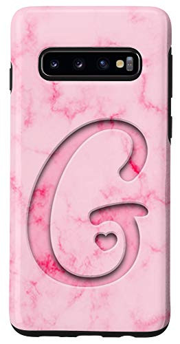Galaxy S10 Monogram Initial Letter G with Heart - Pink Case