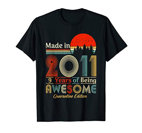 Made In 2011 9th Birthday Quarantine Gift 9 Years Old T-Shirt